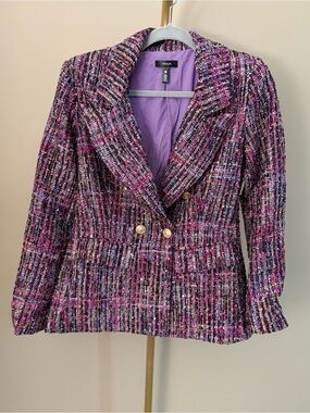 Aqua by Bloomingdale’s Purple & Pink Tweed Double-Breasted Blazer